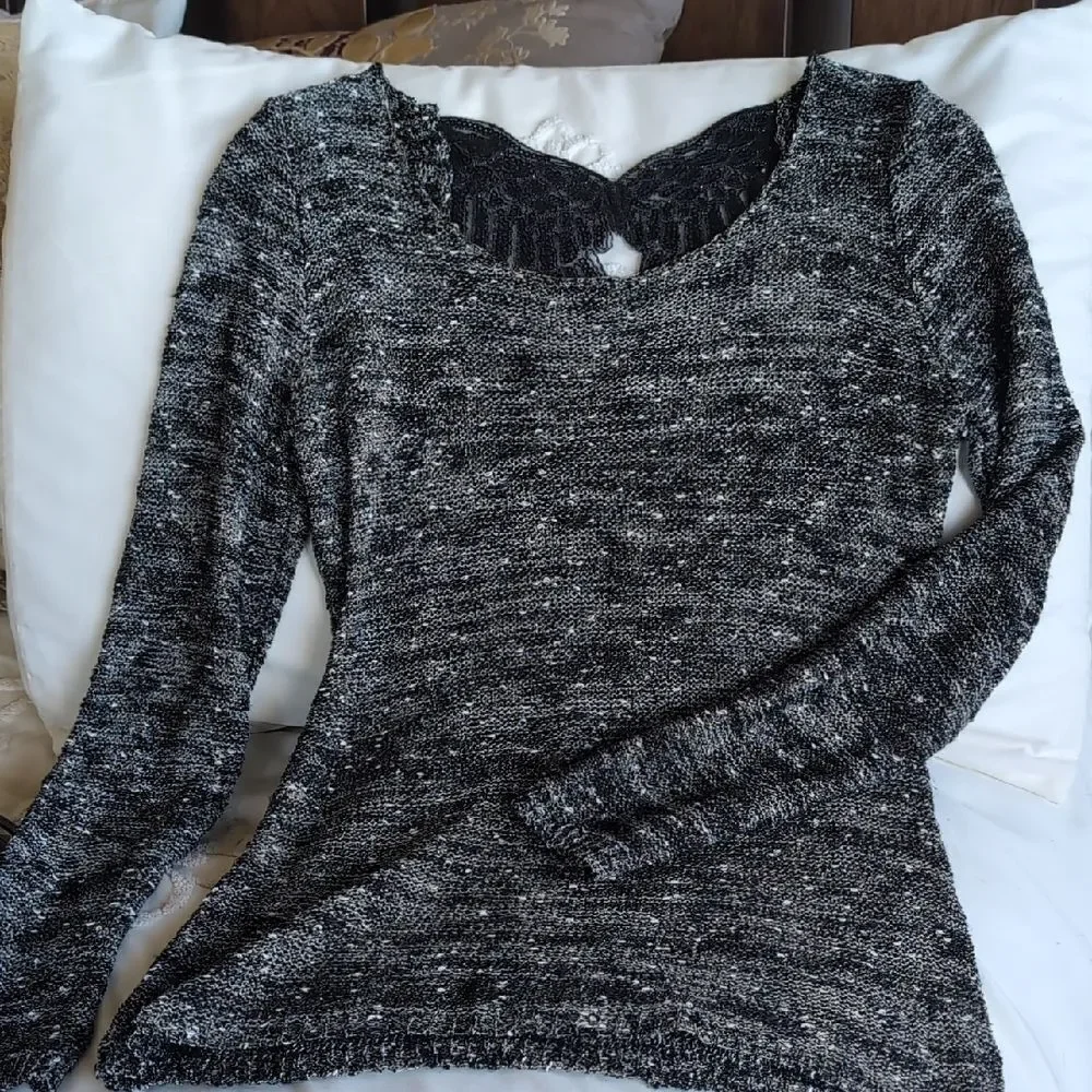 Be Somebody's Angel-Papillon Woven Sweater Sequin Angel Wings On Your Back SizeM